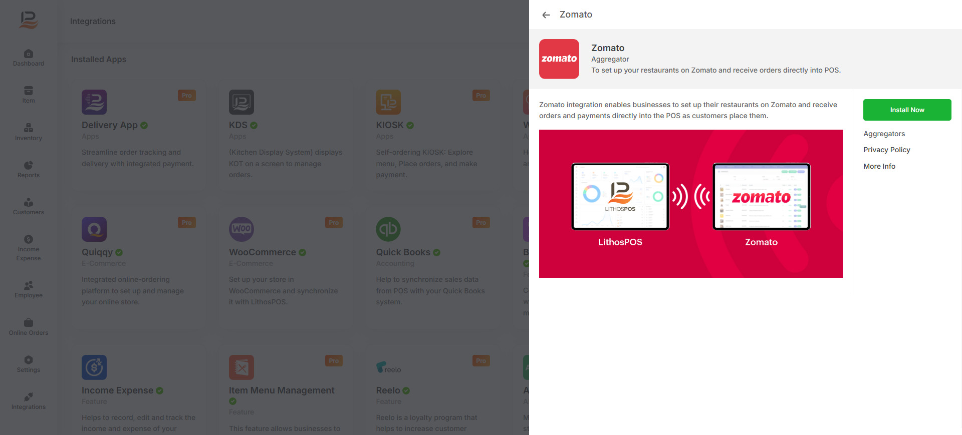 install zomato